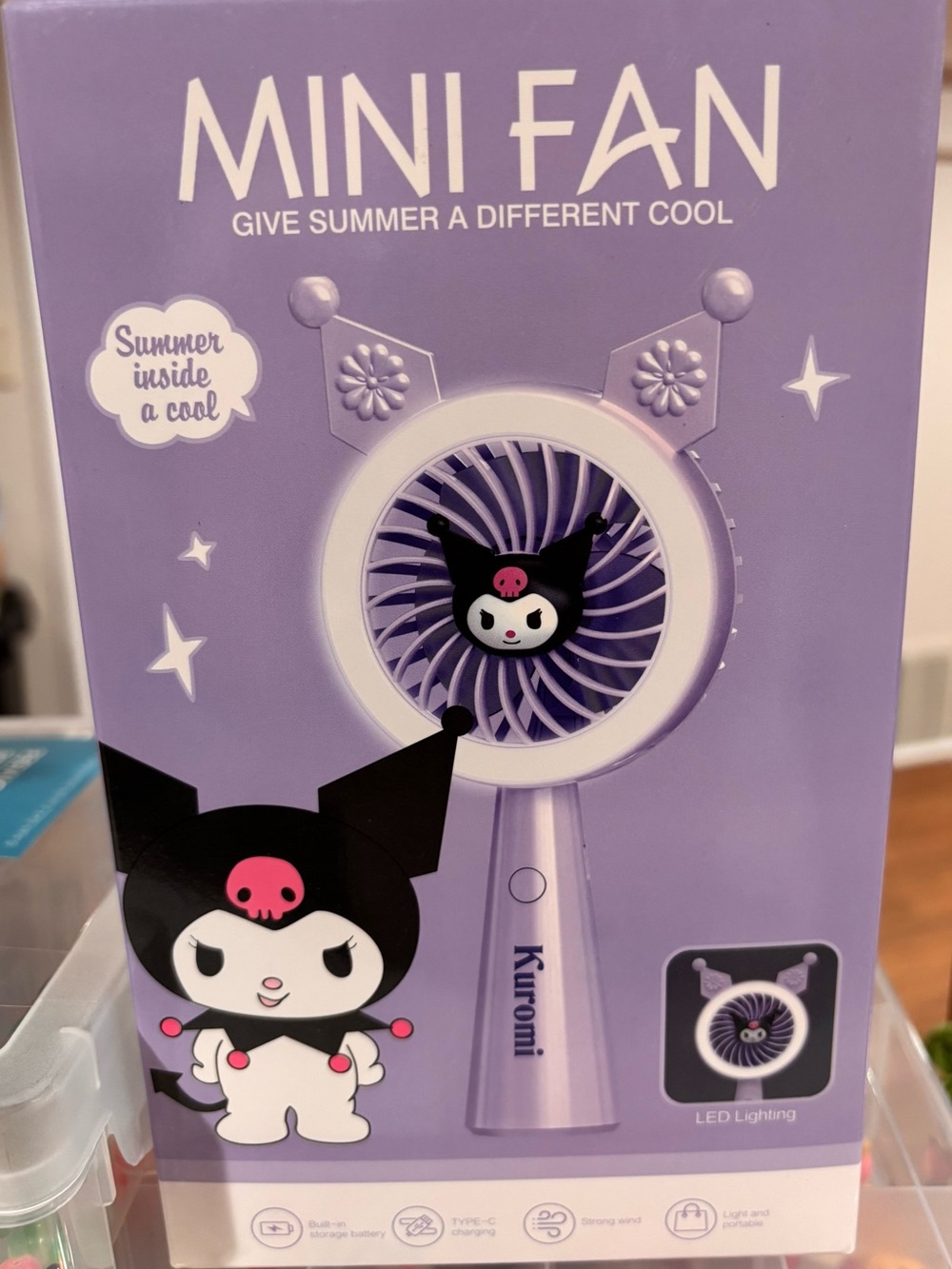 Lighted Purple Mini Makeup Fan
